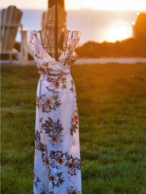 Whimsical Floral Wrap Maxi Dress